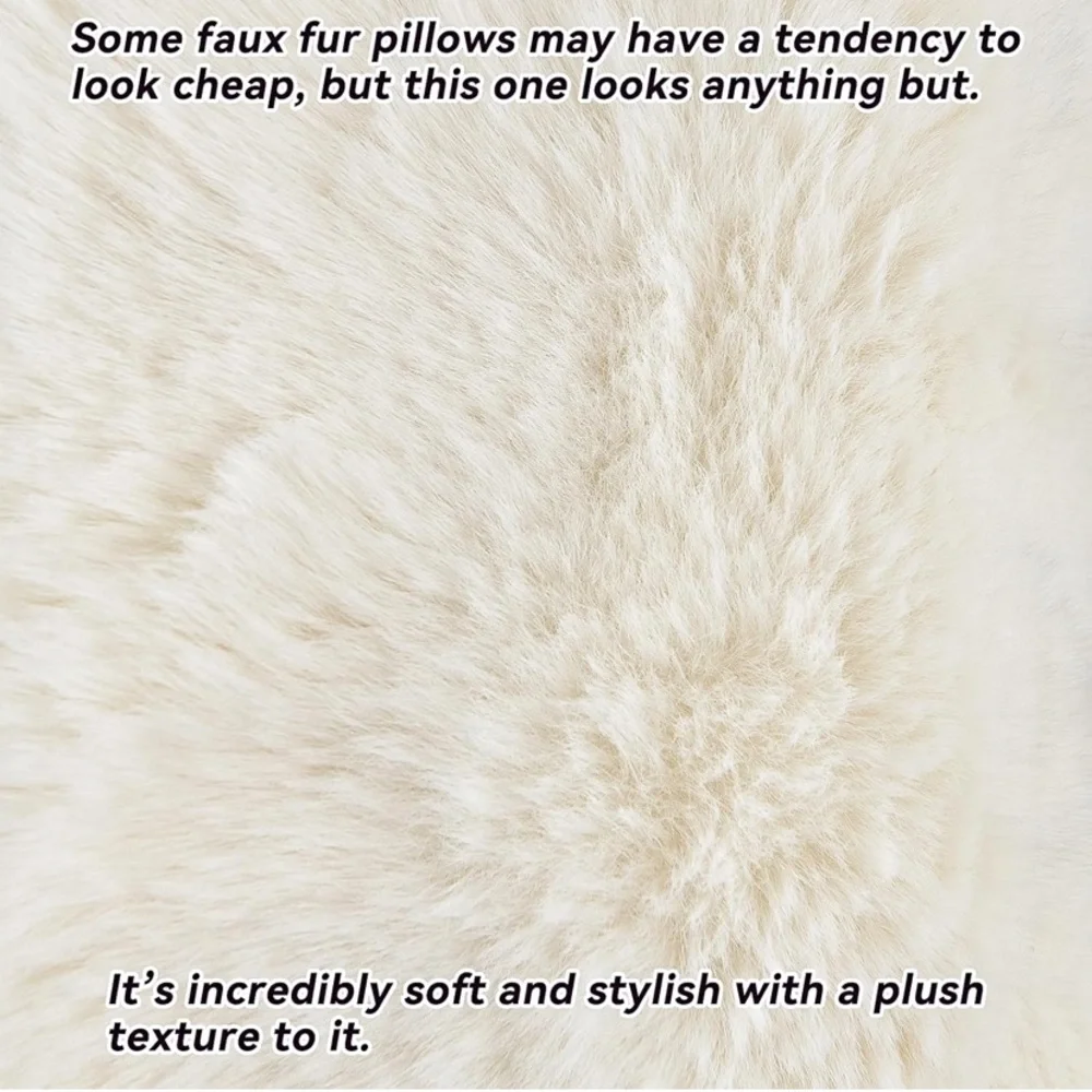 NWT AmHoo 2 Throw Pillow Covers Fluffy Cream